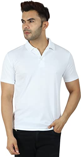 Image of Regular Fit Solid Men Polo Neck Collar T-Shirt Pack of 1 White