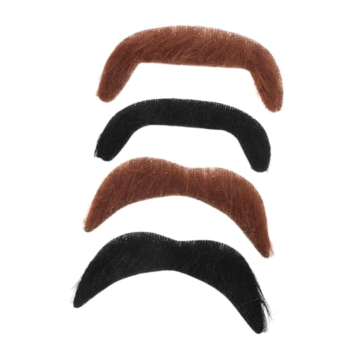PACKOVE 4個 リアルなフェイクひげ点 コスプレ用人工け髭 男性向けハロウィン衣装パーティー仮装 舞踏会用フェイク口ひげ 取り付け簡単で長