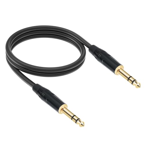 Cable de audio 6.35 mm estéreo de 5 metros chapado en oro para guitarra eléctrica y mezclador