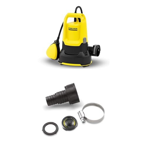 Kärcher SP 9.000 Flat flachsaugende Tauchpumpe, Fördermenge: 9.000 l/h & 6.997-359.0 Anschluss (geeignet fuer Saugschlauch 3/4 Zoll+ 1 Zoll)