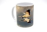 Ideal para tomar café Taza de cerámica de 350 ml - Taza original - Fotografía en taza - Taza para el desayuno, te, cafe - Pájaros, mar, bosque, naturaleza (Grullas)