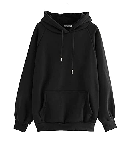 Koverify Light Purple Hoodie for Men and Women/Hoodie for Women/Regular Baggy fit Black Hoodie