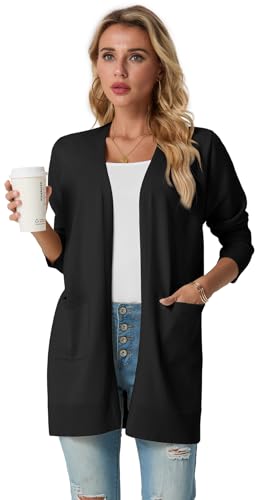 GRECERELLE Womens Lightweight Open Front Casual V-Neck Long Cardigan Sweater with Pockets, S-2XL 5
