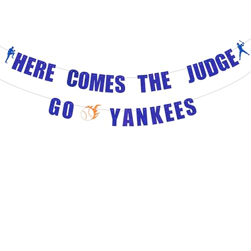 Pre Strung Here Comes the Judge Go Yankees Banner -New York Yankees party decor, Baseball team...