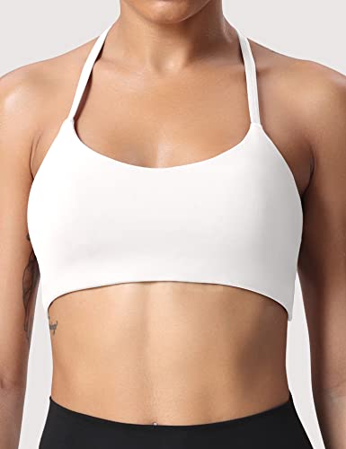 Image of YEOREO Women's Sports Bra Halter Workout Sports Bra Strappy Criss Cross Back Bra Removable Padded Yoga Crop Top