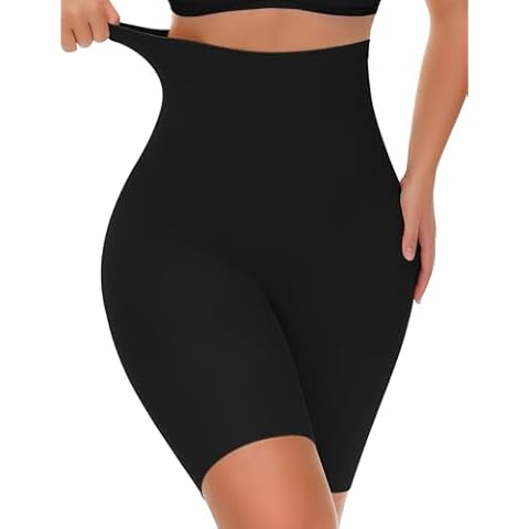 Yeblues Tummy Control Shapewear, High Waisted Shapewear Shorts for Women, Seamless Comfy Body Shaper Underwear Girdle Thigh Slimmer Under Dress Black 2X-Large Cover