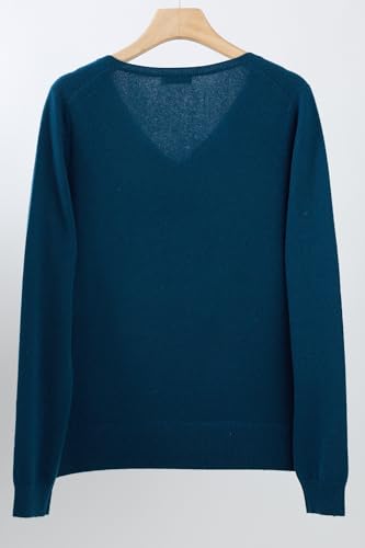 Image of JENNIE LIU Women's 100% Pure Cashmere Long Sleeve Pullover V Neck Sweater