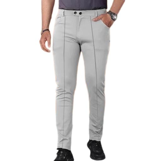 Men's Solid Regular Fit Trouser | Smooth Fabric Pants-image-38