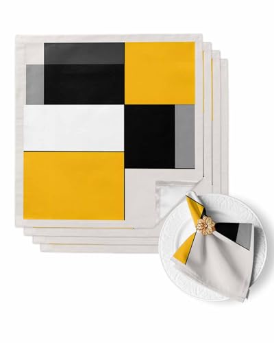 Servilletas de Tela Pack x4 Geométricas Amarillo Negro miniatura 1