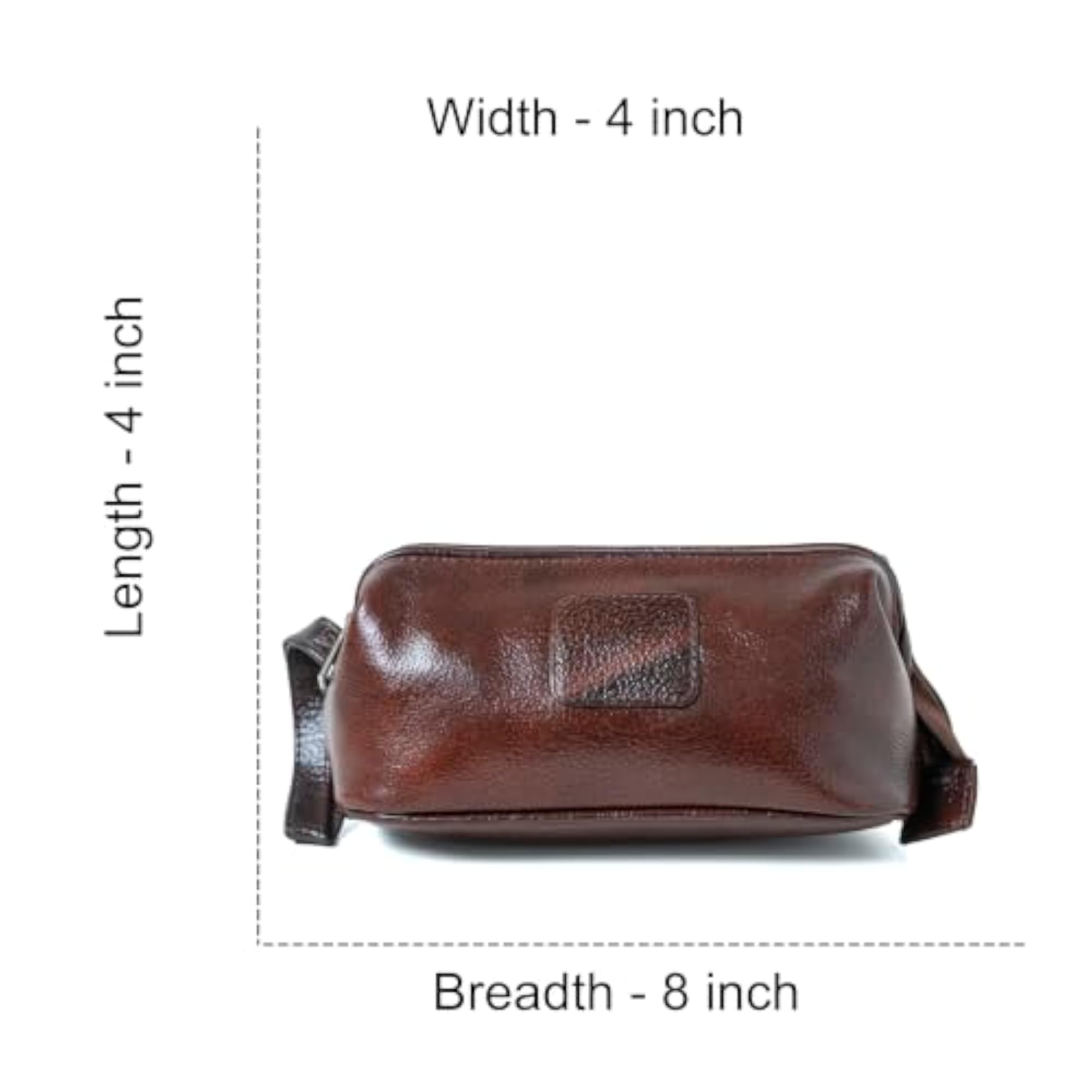 Green Hide True Edge Leather Toiletry Bag with Wrist Strap
