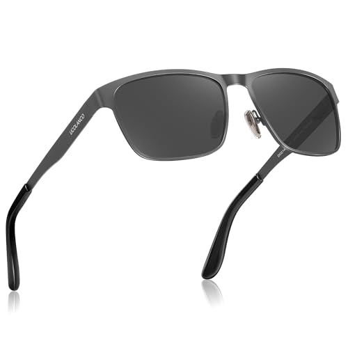 Ucolanco Metal Frame Sunglasses for Men Polarized UV400 with Case,Spring Flexible Hinge For Driving Fishing Hiking Golf