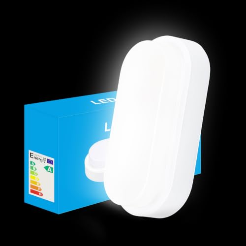 Image of AMFUN 20W LED Wall Lights Outdoor, IP54 Rated, Oval, 2000 Lumens, 6500K Natural White, for Porch, Kitchen, Bedroom, Living Room