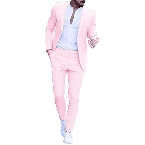 Costume rose pour homme ensemble de mariage chic et moderne slim 2 pièces