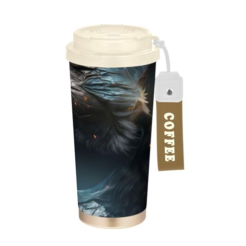 LINNIKEEEE Tigre De Plata Fresco Vaso Térmico de Acero Inoxidable para Café,Botella de Agua con Aislamiento Al Vacío para Viajes(500 Ml)