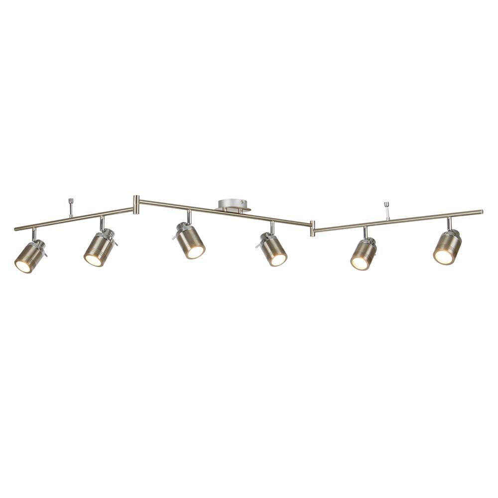 6 Light LED Satin Silver Finish Adjustable Split Bar Bathroom Ceiling Spotlight