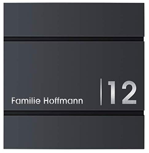 Frabox® Design Briefkasten LENS anthrazitgrau RAL 7016 mit Zeitungsfach...