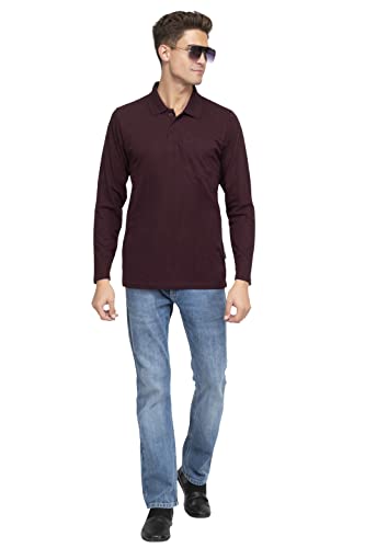 Image of Polo Full Sleeve t Shirt for Men Cotton with Pocket and Collar - Regular Fit Tshirt