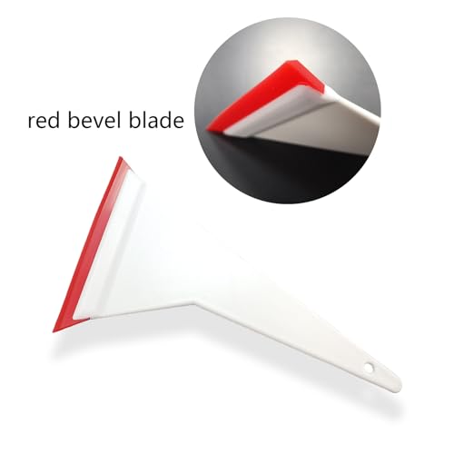 Image of Window Tint Tools Side Swipe Plastic Long Handle Tint Squeegee,Window Tint Squeegee with 3Pcs Red PU Bevel Blades for Window Tinting Application