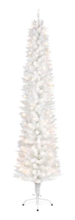 Premier Decorations 6.5ft LED Pre-lit Pencil Christmas Tree - White