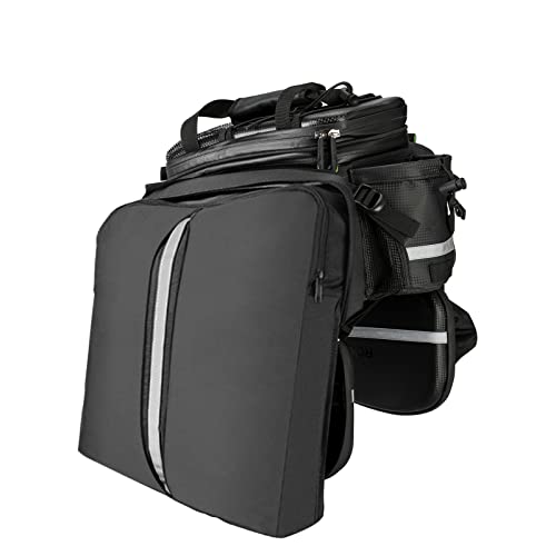 ROCKBROSリアバッグ 自転車 パニアバッグ 自転車サイドバッグ 大容量 17L-35L拡張可能 仕切り板/防水カバー付き 多機能 カメラバッグ ツーリングバッグ(ブラック カーボン柄)