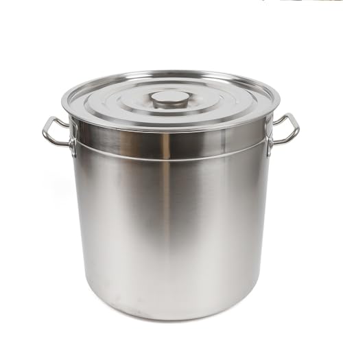 Olla grande de 35 L, acero inoxidable, con tapa, para sopas, guisos