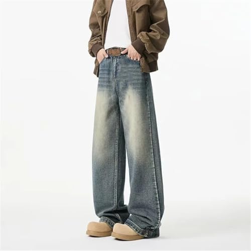 Men's Y2K Distressed Straight-Leg Jeans Retro Washed Hip Hop Baggy Denim Pants High Street Style3