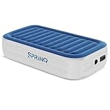 Sprinq Twin Air Mattress with Built in Pump, 75 x 43 x 18 Double-High Durable Twin Inflatable Air Bed with Flocked Top, Quick Inflation/Deflation Blow Up Air Mattress for Camping, Travel & Guests