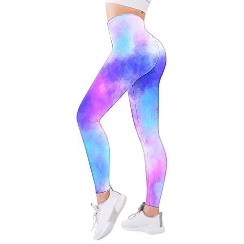 Casual Women's Leggings Exercise Compression Tights High Rise Cute Tights Gym Skimpy High Waist Athletic Tie Dye Soft Pink #TOP2