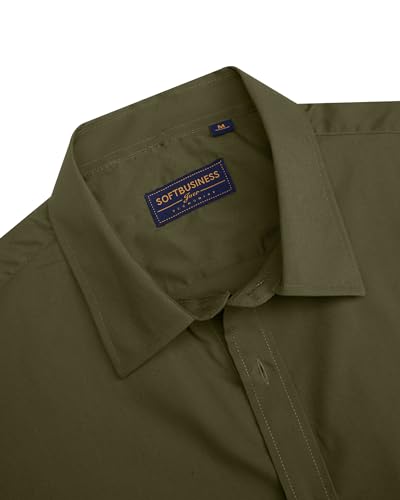 Image of J.VER Men's Short Sleeve Dress Shirts Stretch Stain Shield Casual Button Down Shirts Solid Formal Shirt