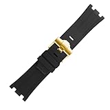 JETHENG Men's 28mm Rubber Strap Compatible with Audemars Piguet Royal Oak Offshore AP 15703 15710 15400 26470 26400 Black Band Golden Buckle Watch Band - Image 5
