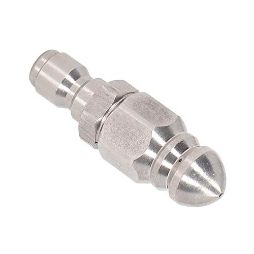 Boquilla limpiadora de alta presión, boquilla limpiadora de alta presión resistente, conexión rápida de acero inoxidable 1/4 NPT para lavado (cabeza afilada 1 agujero delantero 6 agujeros