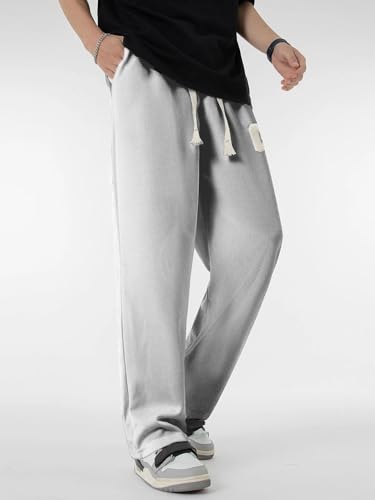 Image of KOTTY Men's Solid Wide Leg Relaxed Fit Drawstring Waist|Casual Joggers for Streetwear & Gym