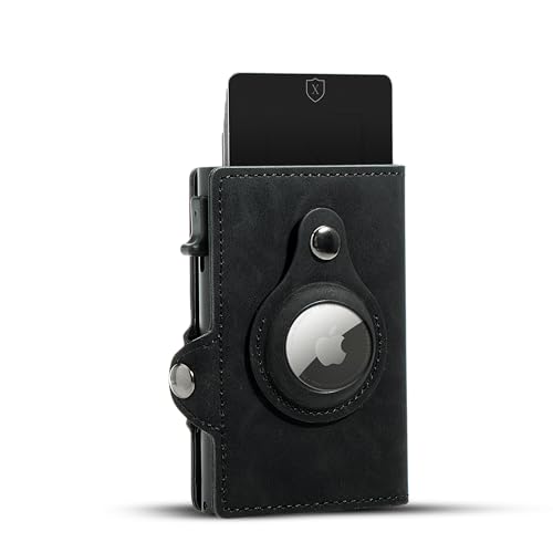 Image of Xclusive Airtag Wallet for Men | Trifold RFID Wallet | Luxurious Card Holder & Minimalist Wallet with Money Clip | Blend of Luxury & Utility in Men's Wallets | Black