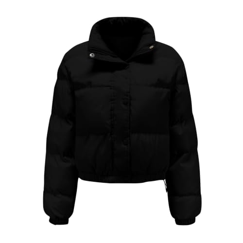 Cropped Puffer Jacket Women Winter Warm High Collar Zip Up Bubble Coats - image 7