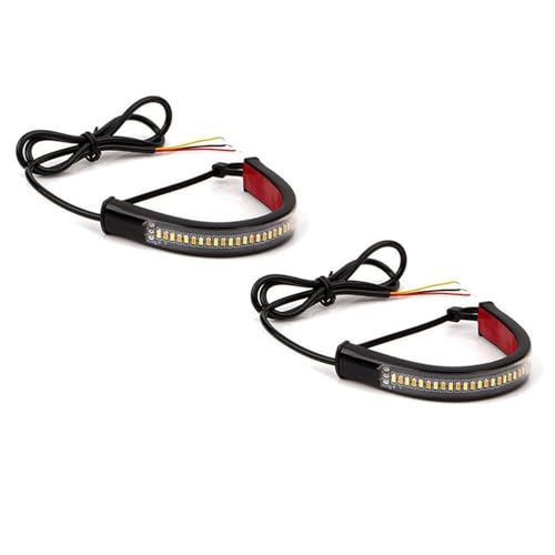 Bande lumineuse moto pour frein arrière et clignotant bicolore blanc jaune