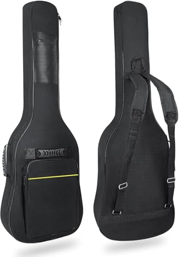 Image of Nylon, Backpacks 39 Inch Electric Guitar Bag Soft Guitar Case, 0.27 Inch Thick Padded Electric Guitar Gig Bag Waterproof Guitar Backpack With Pockets (Black)