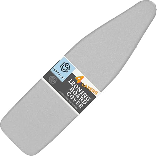 SAVUK Ironing Board Cover and Pad Standard Size Silicone Coated 4 Layers 15x54 inch Extra Heavy Duty...