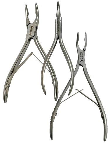 Set of 3 Angled Rongeurs and Root Fragment Forceps - 6in Friedman Micro, Slight Curve + 6in Blumenthal 30° Angle + 5in Root Fragment Forceps 90° Angle | Stainless Steel