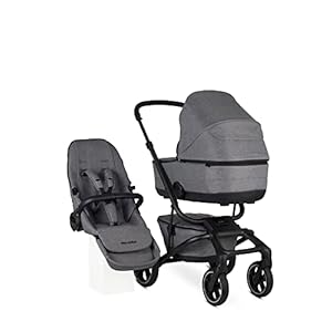 Easywalker Jimmey Set bestaande uit kinderwagen met zitting, kuip en regenbescherming voor badkuip – Iris Grey