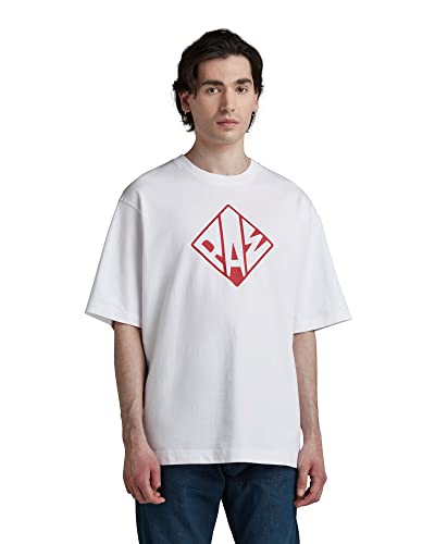 G-Star Raw Typography Boxy T-Shirt, Camisetas Para Hombre, Blanco White D22211-C784-110 , M G-Star Raw Typography Boxy T-Shirt, Camisetas Para Hombre, Blanco White D22211-C784-110 , M