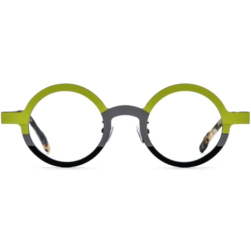 Image of FONEX Colorful Pure Titanium Glasses Frame Women Retro Round Eyeglasses