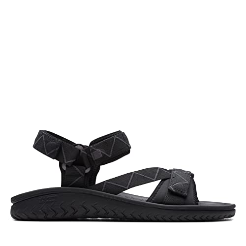 Clarks Clarks Collection Men's Wesley Trail Flat Sandal, Black Synthetic, 13 Medium US