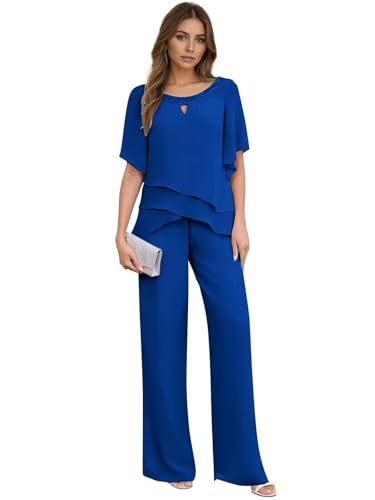 Pieces Mother of The Bride Pant Suits for Wedding Ruffle Sleeve