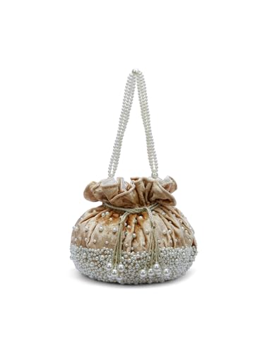 Image of Lavie Signature Women's Lowell Beads Potli Bags for Ladies & Girls | Women Pouches for Festive Seasons & Wedding | Batwa Bag Bridal Purse | Gift For Women