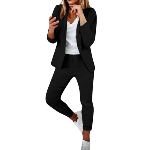Richymfa Tailleur Donna Due Pezzi Curvy Elegante Tailleur Pantalone da Donna Leggeri e Lavoro Completa con Risvolto Completo di Pantaloni e Blazer Pantaloni e Giacca Autunno Invernale