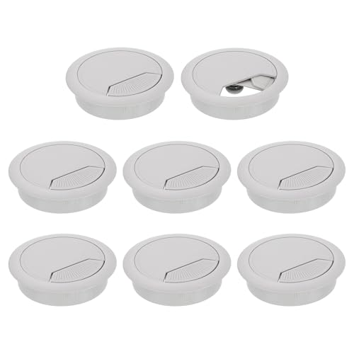 uxcell 8 Pcs 60mm (2.36 Inch) Desk Grommet, Plastic Cable Hole Cover, Wire Cord Cable Organizer for Home Office Computer Desk Cabinet, Gray