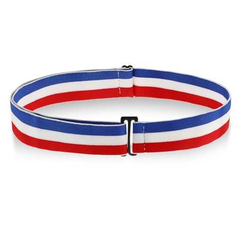 Striped Elastic Belt for Women, Adjustable Stretch Waist Belt Waistband with Flat Buckle for Jeans Pants Dress