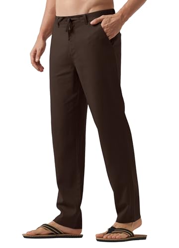 Image of Willit Men's Linen Pants Casual Lightweight Drawstring 29 inch 30 inch 32 inch