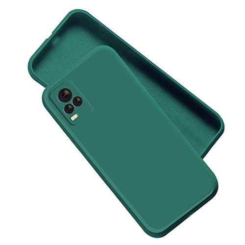 Image of A rtistque Liquid TPU Silicone Matte Shockproof Flexible with Camera Protection Soft Back Cover Case for Vivo V20 pro - Dark Green