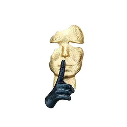 KAWADU Gold Mask Enamel Lapel Pin Silence is Gold Thinker Pin Badge Abstract Art Enamel Brooch Mask Pin Badge Gift Clothes Bag Pin Accessories, Alloy Steel, no gemstone